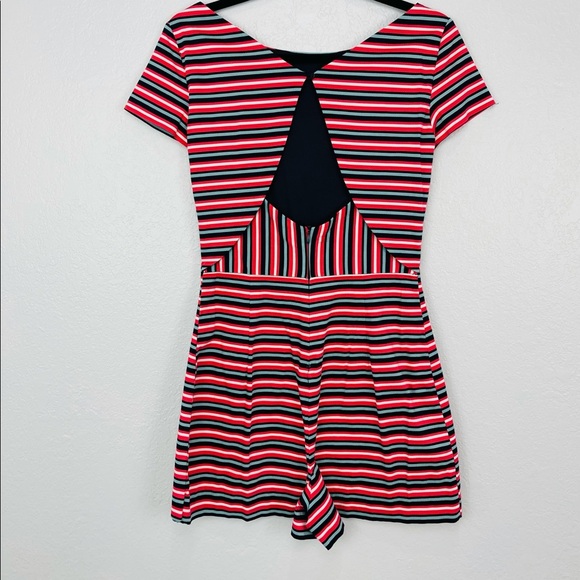 Zara Open Back Striped Skort Romper Blue Pink Sm - Picture 2 of 5